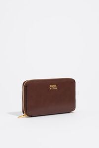 Cartera mediana piel tostado oscuro