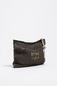 Bolsa de mano mediana efecto rafia chocolate