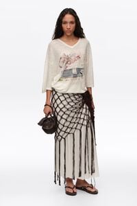 Camiseta logo cala Bimba lino lavado marfil