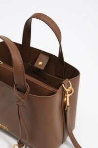 Medium golden brown leather Chihuahua tote bag