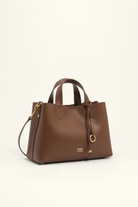 Large golden brown leather Chihuahua tote bag