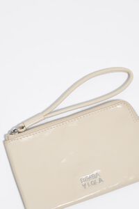 Monedero piel brillante crema