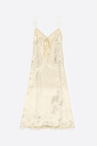 Beige mixed fabrics straight cut midi dress