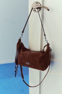 Medium coffee suede Madrid bag