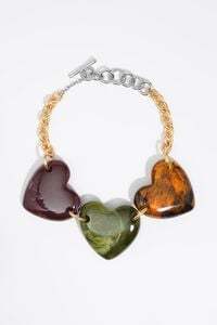 Collar corazones resina efecto &aacute;mbar
