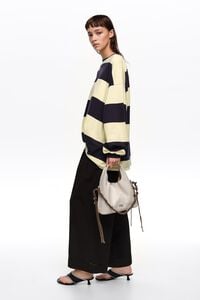 Bolsa Paper peque&ntilde;a piel asa trenzada marfil