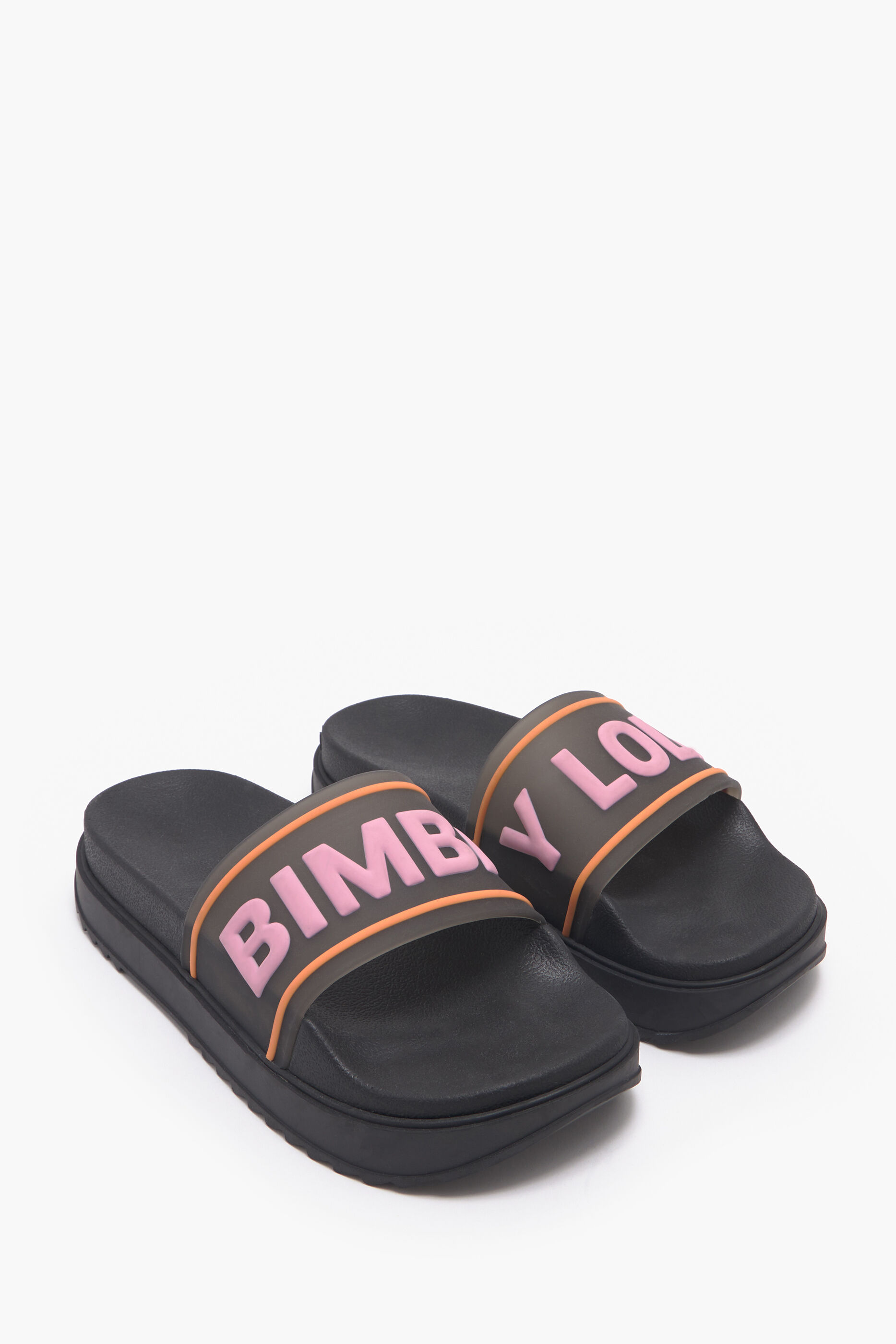 Sandalia plataforma logo negra