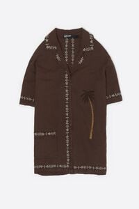 Camisa lino palmera caf&eacute;