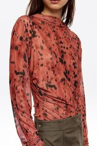 Camiseta tul fruncida Lynx café