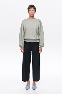 Navy blue striped ankle-length maxi trousers