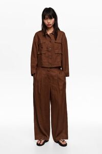 Brown linen boxy jacket