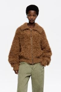 Toffee alpaca fur cardigan