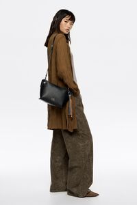 Medium black leather Trapecio bag