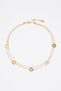 Collar perlas y cadena logos multicolor