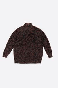 Su&eacute;ter cuello alto pelo Leopard Big caf&eacute; oscuro