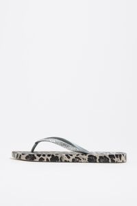 Gray Leopard flip-flop
