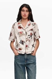 Camisa recta pespuntes decorativos Samba