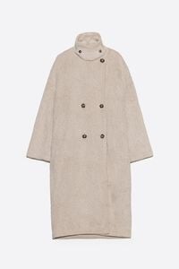 Abrigo pelo midi beige