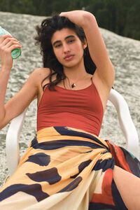 Red swimsuit with beads