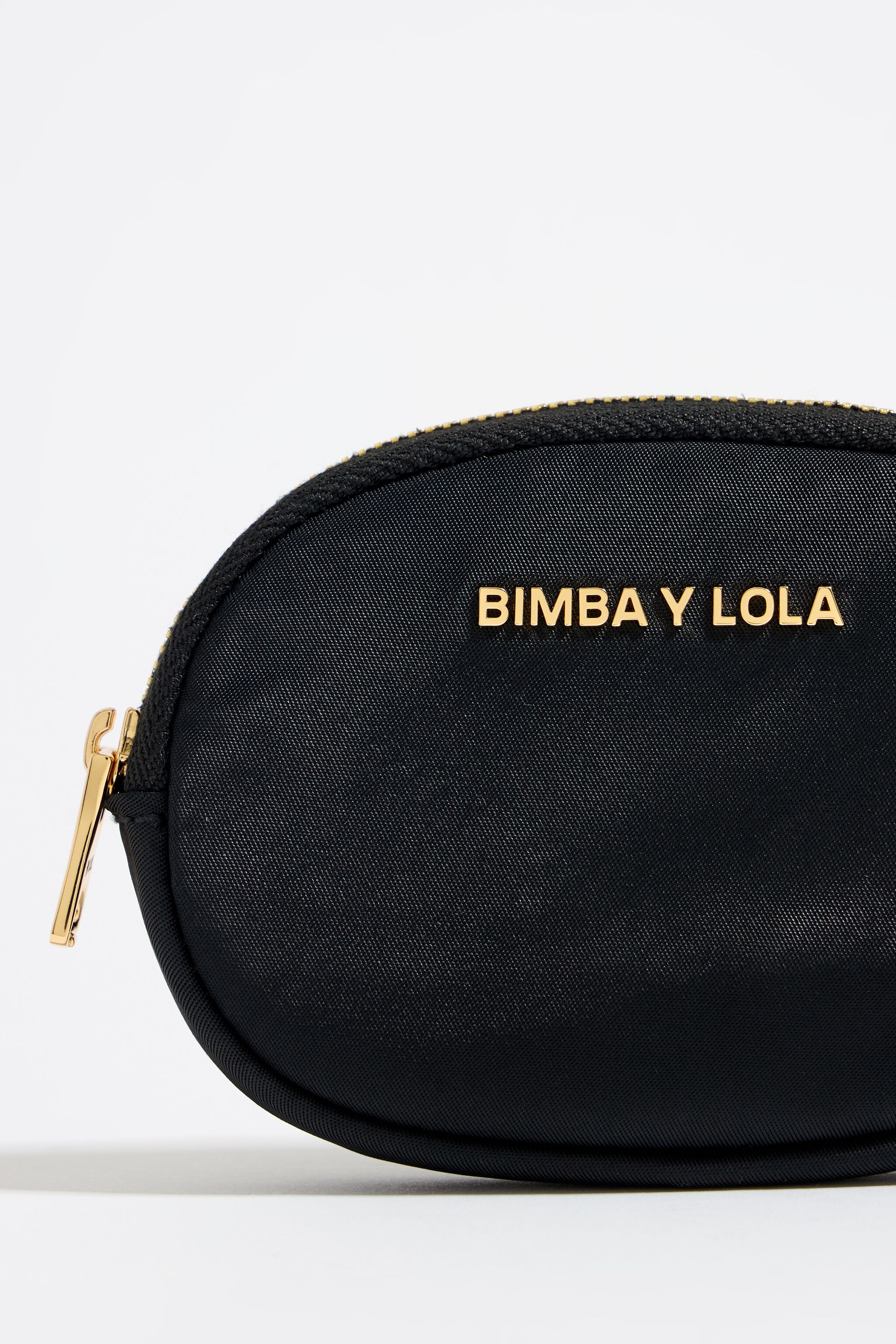 Black nylon oval coin purse