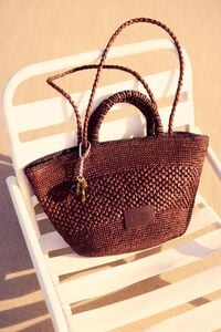 Bolsa trenzada grande rafia nuez