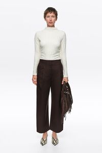 Dark chocolate darted straight-leg trousers