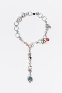 Silver chain necklace with stones and tulips