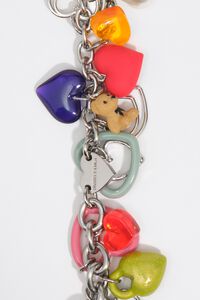 Pulsera multicharms coraz&oacute;n plateada