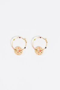 Gold multicolored logo hoop earrings