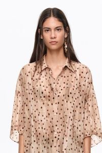 Camisa plisada manga corta watercolor dots