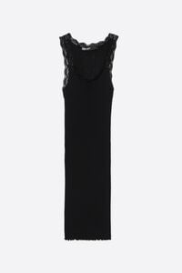 Long black ribbed vest top