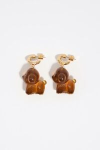 Aretes aro perro resina caf&eacute;
