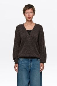Dark taupe mohair V-neckline sweater