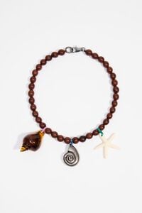Aged silver necklace with stones and seashells