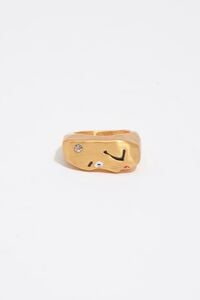 Matte gold face and crystal ring