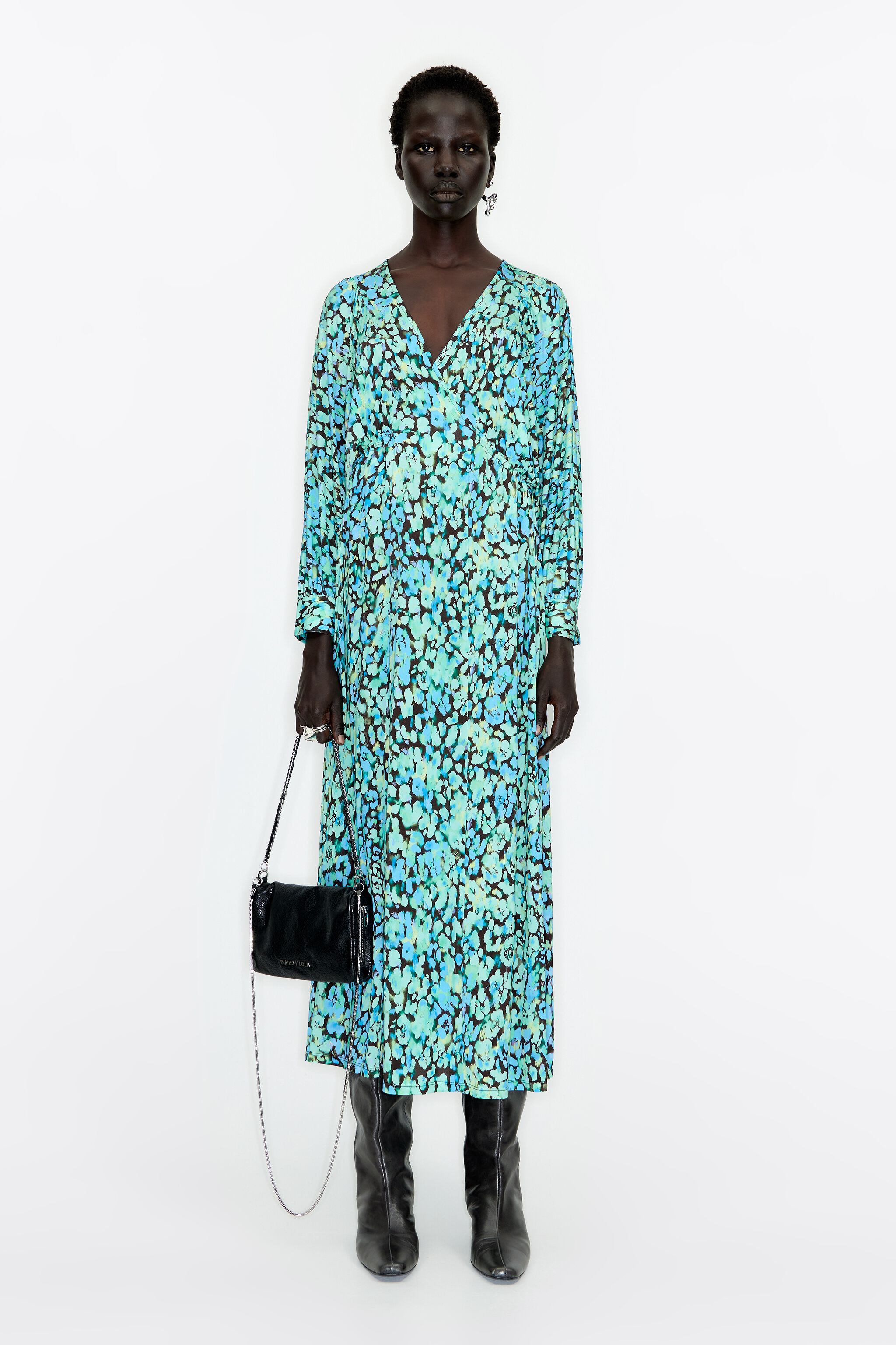 Green leopard store print dress zara