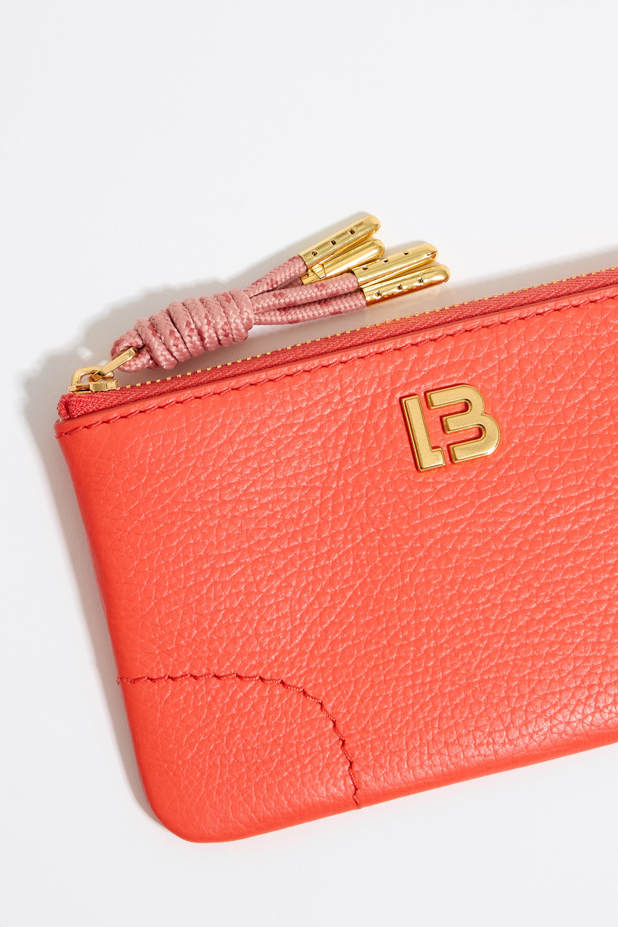 Coral leather coin purse