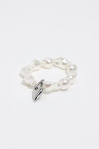 Pulsera perlas corazón candado plateado Pulsera perlas corazón candado plateado