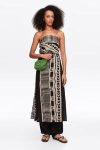 Vestido palabra de honor Moon stripes blanco