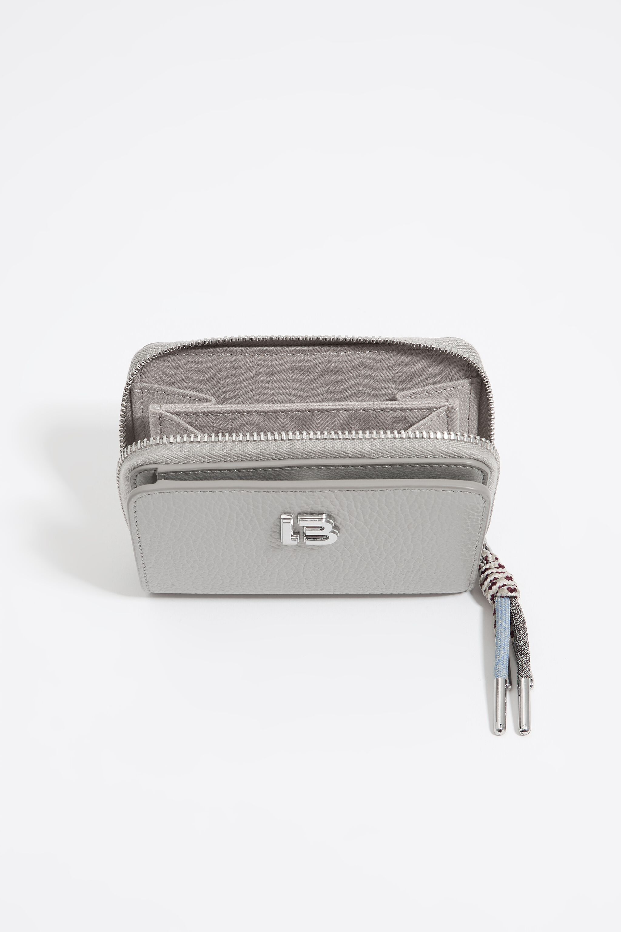Light gray leather flap purse