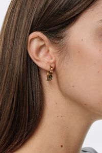 Small gold crystals heart hoop earrings