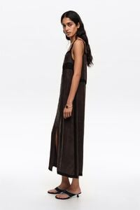 Vestido l&iacute;nea A botones y encajes negro lavado
