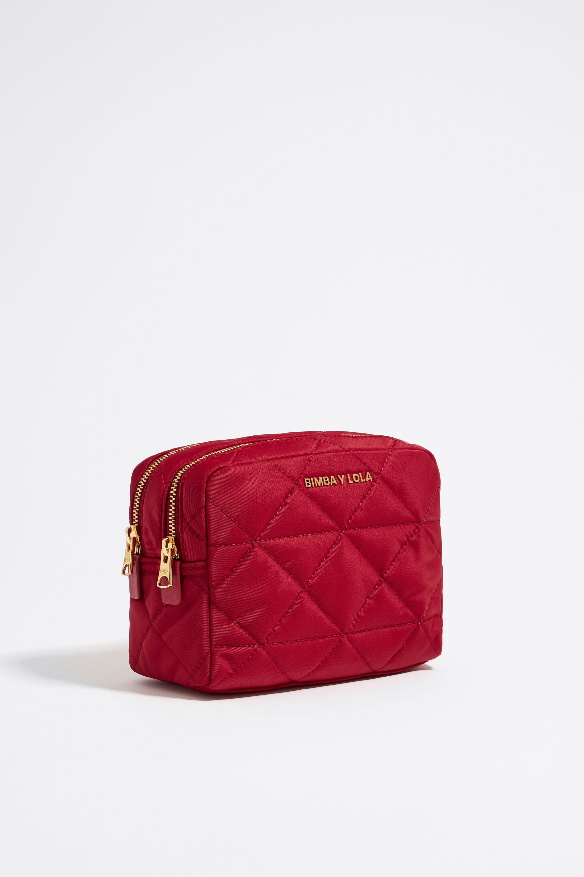 Neceser doble mediano nylon rojo oscuro