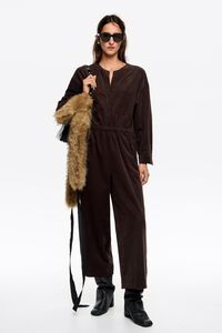 Jumpsuit cintura ajustable caf&eacute; oscuro