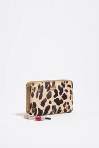 Cartera mediana nylon leopardo natural