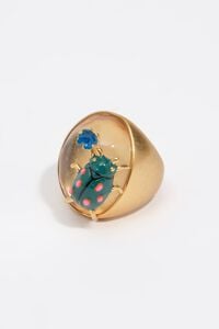 Anillo escarabajo esmaltado dorado