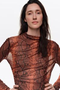 Camiseta de tul fruncida romantic snake caramel