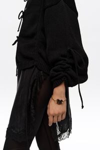 Black ruched tie cardigan