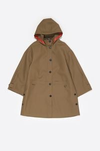 Gabardina l&iacute;nea A engomada camel oscuro