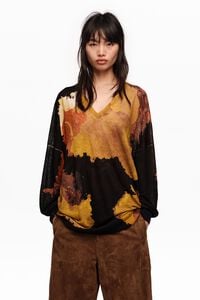 Su&eacute;ter largo recto lino Blot negro